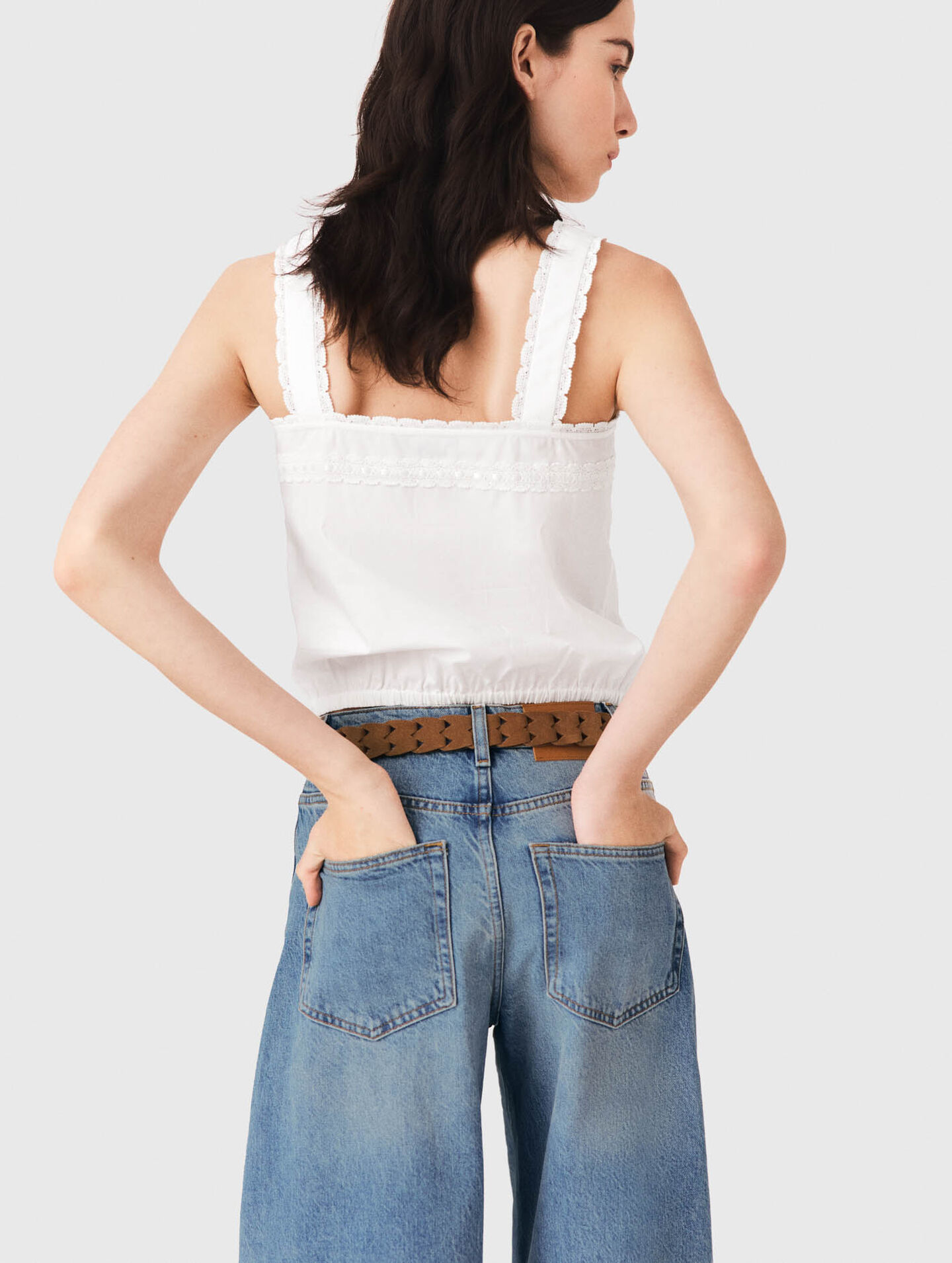 Crop top with lace trim